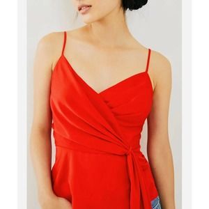 Anthropologie Astr Tina Tie-waist Satin Red Cami L